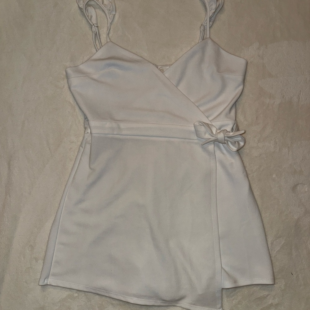 Alter’d State White Wrap Romper Dress Sleeveless Ruffle Strap Size L Bridal